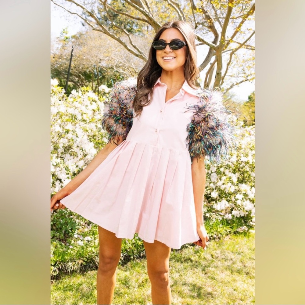 Queen of Sparkles Feather Sleeve Dress - Picture 4 of 4